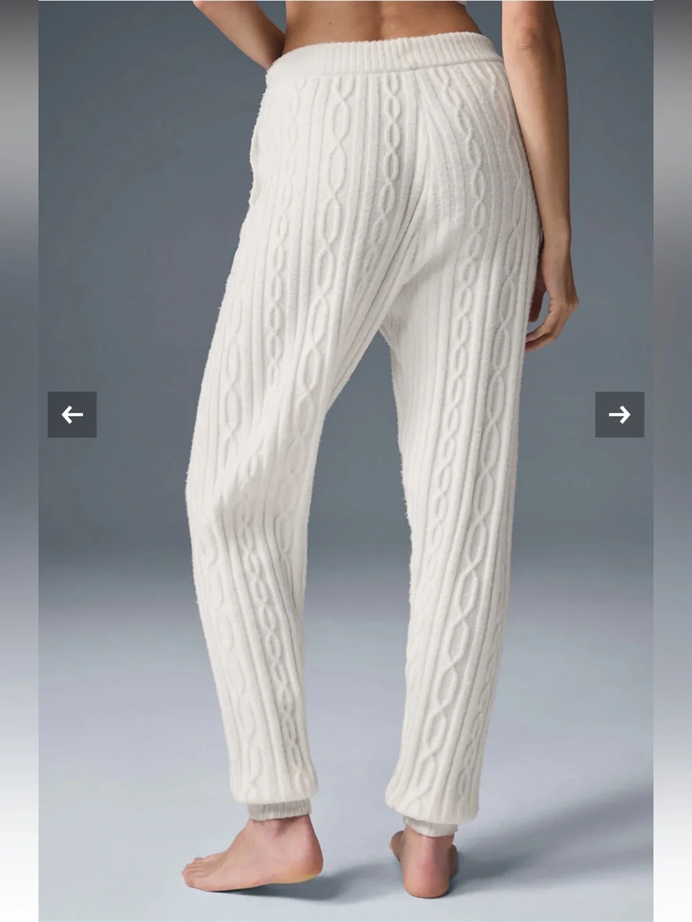 Alo Cable Knit Winter Bliss Pant in Ivory Medium